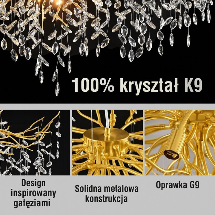 ADANI PREMIUM long, exclusive pendant lamp 180cm made of K9 crystal