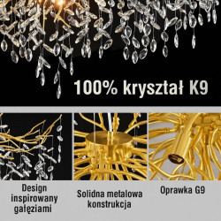 ADANI PREMIUM okrągła ekskluzywna lampa wisząca 80cm z kryształu K9