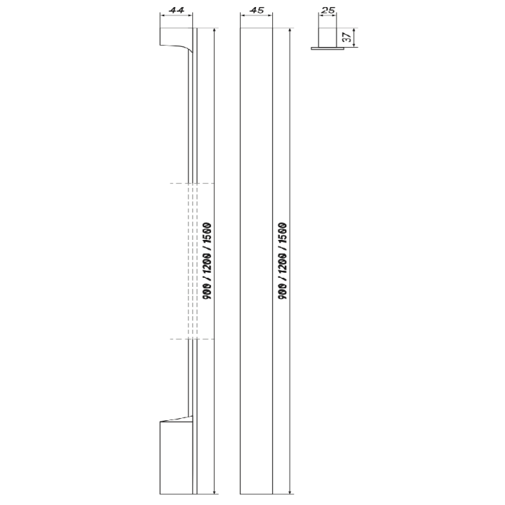LOONARI TESSO oblong, black LED wall lamp IP65 90/120/150cm