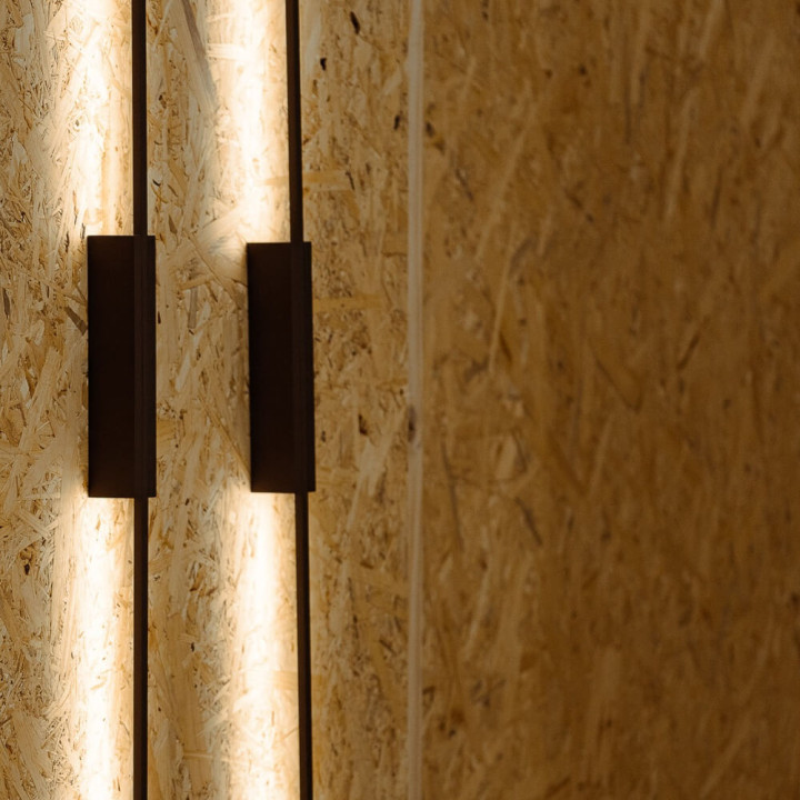 LOONARI VISSO oblong black LED wall lamp 3000K 120/150cm