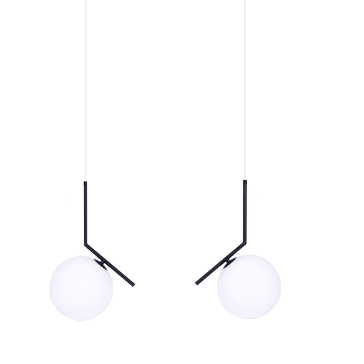 LOONARI ORIA lampa wisząca kula G9 10W czarna szkło opalowe