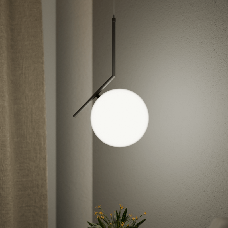 LOONARI ORIA hanging lamp globe G9 10W black opal glass