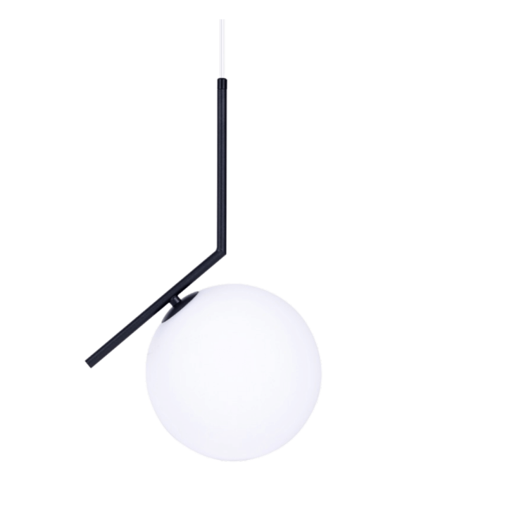 LOONARI ORIA lampa wisząca kula G9 10W czarna szkło opalowe