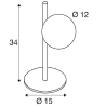 SLV SUN 1009143 elegant G9 table lamp 34cm with a spherical shade