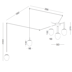 ELKIM GLOWE GLAS modern ceiling lamp with spherical LED shades