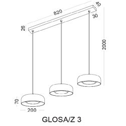 ELKIM GLOSA/Z 3-lamp LED pendant lamp, modern design, 30W