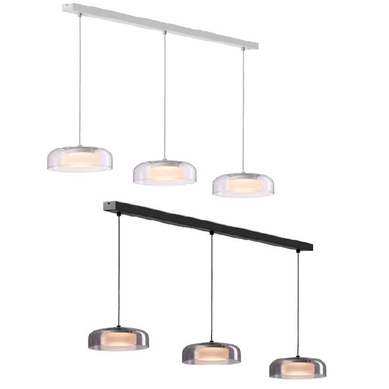 ELKIM GLOSA/Z lampa wisząca 3-kloszowa LED 30W nowoczesny design