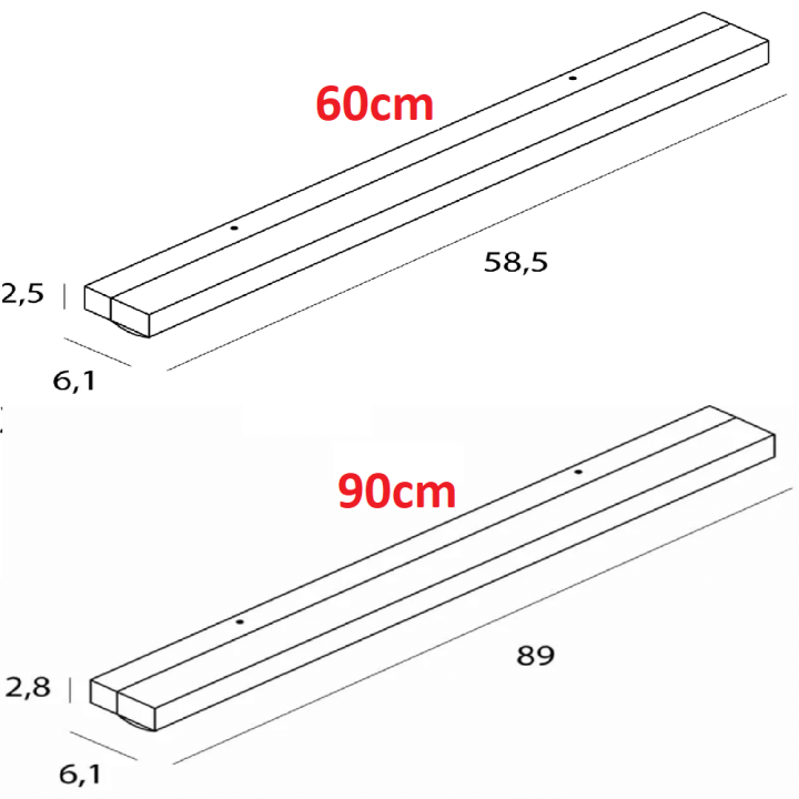 MAXlight Trio W0402/3/4/5 LED oblong wall lamp IP44 black, chrome