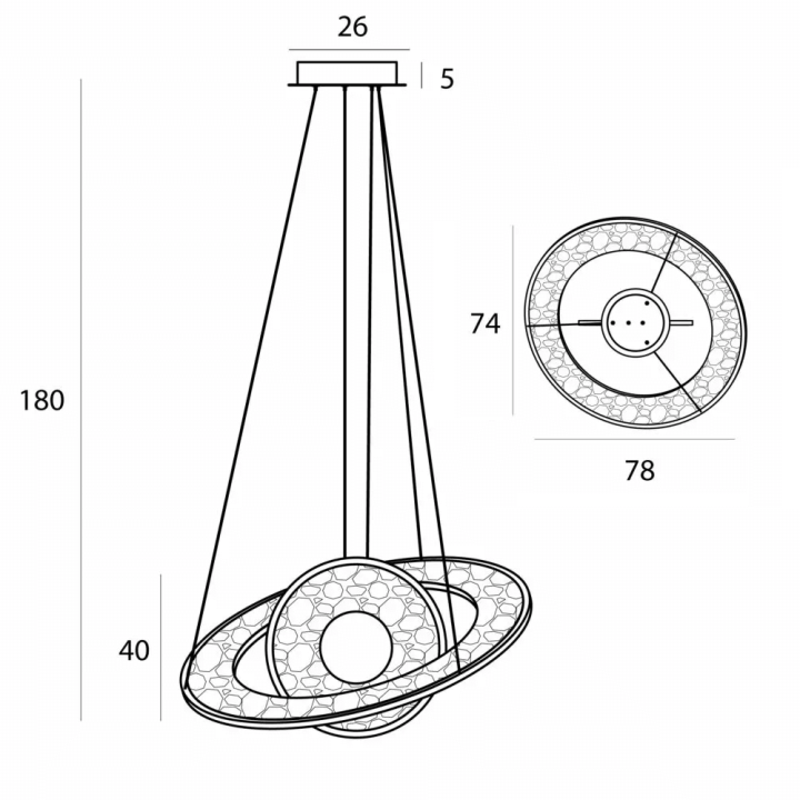 MAXlight Alexia P0638D Gold LED Pendant Lamp 3000K with Two Circles