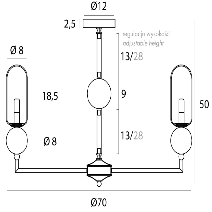 MAXlight Nova P0632/3 lampa wisząca żar&oacute;wka 7xG9 czarny, złoty