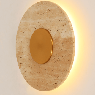 Maxlight Sun W0417 złoty kinkiet LED 14W z kamieniem naturalnym &Oslash;30cm