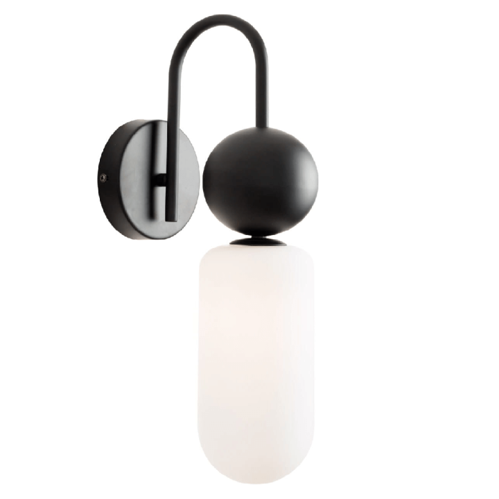 Maxlight Nova W0380/1 kinkiet z mlecznym kloszem G9 IP20 czarny, złoty