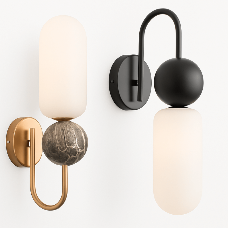 Maxlight Nova W0380/1 wall lamp with opal shade G9 IP20 black, gold