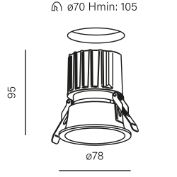 AQFORM HOLLOW LED recessed 38052 IP65 8.5W 78mm black, white IP65