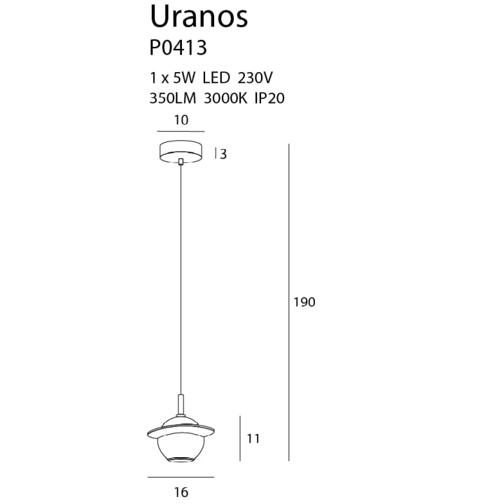 MAXlight Uranos P0413 lampa wisząca LED 5W 3000K z kulistym kloszem