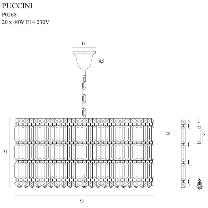 MAXlight PUCCINI C0266, C0268 Lampa wisząca 40/80cm