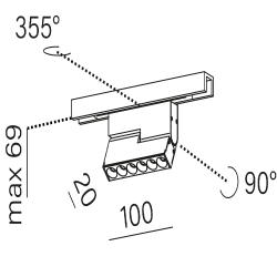 AQFORM MICROTRACK RAFTER mini points LED 16454 adjustable white black