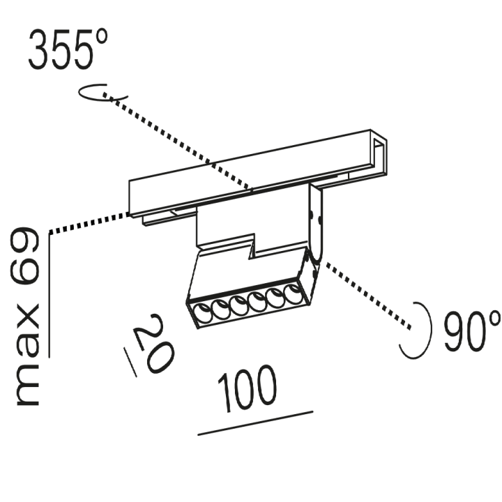 AQFORM MICROTRACK RAFTER mini points LED 16454 adjustable white black