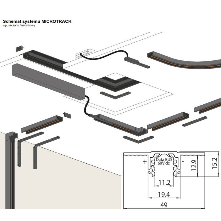 AQF Microtrack szyna magnetyczna wpuszczana Stucchi MICRO 9600-ST5