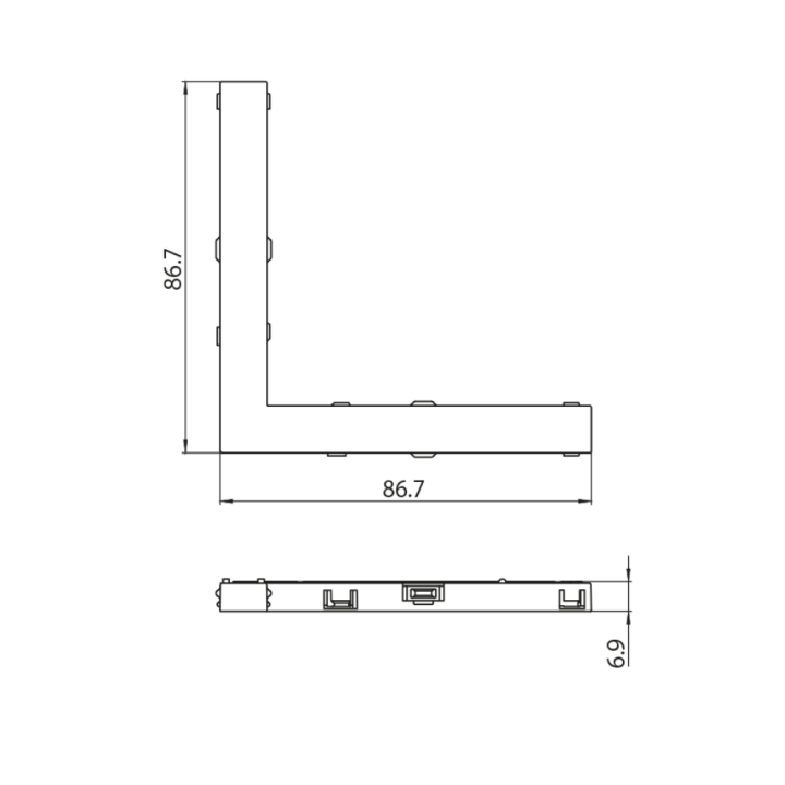 AQF MICROTRACK łącznik L elektryczny 48V czarny, biały