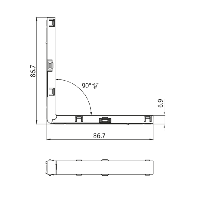 AQF MICROTRACK łącznik sufit-ściana elektryczny 48V biały, czarny