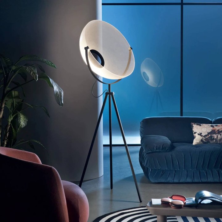 STILNOVO DEMI MOON 9775, 9776 lampa podłogowa tr&oacute;jn&oacute;g biała, czarna
