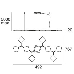 STILNOVO QUAD P9 8110, 8111 wisząca lampa LED biała, czarna 91W 3000K