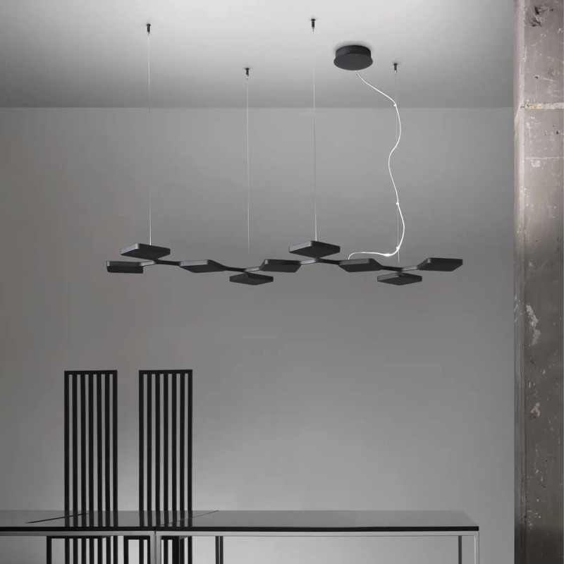 STILNOVO QUAD P9 8110, 8111 wisząca lampa LED biała, czarna 91W 3000K