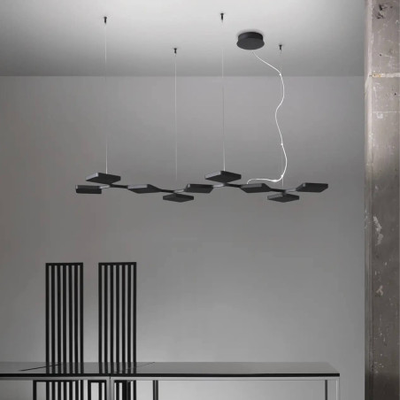 STILNOVO QUAD P9 8110, 8111 wisząca lampa LED biała, czarna 91W 3000K