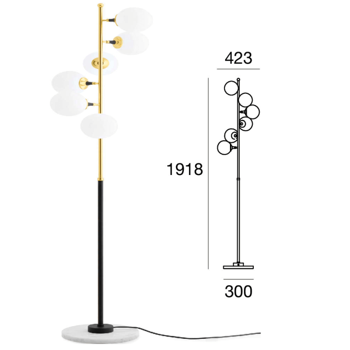STILNOVO Galassia 9560 lampa podłogowa 6xE14 2700K 4836lm