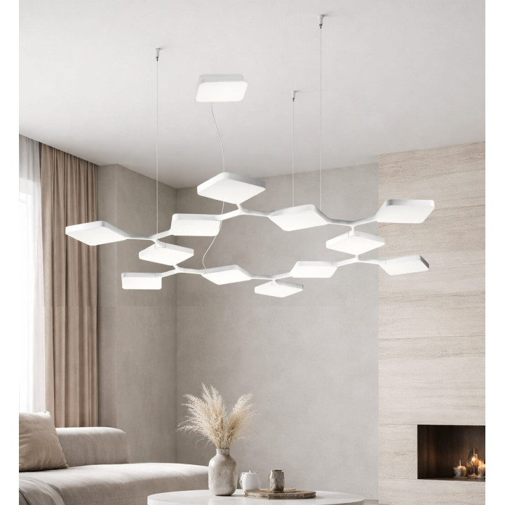 STILNOVO Quad 8112, 8113 pendant lamp LED 91W 3000K, CRI90, DALI-Push