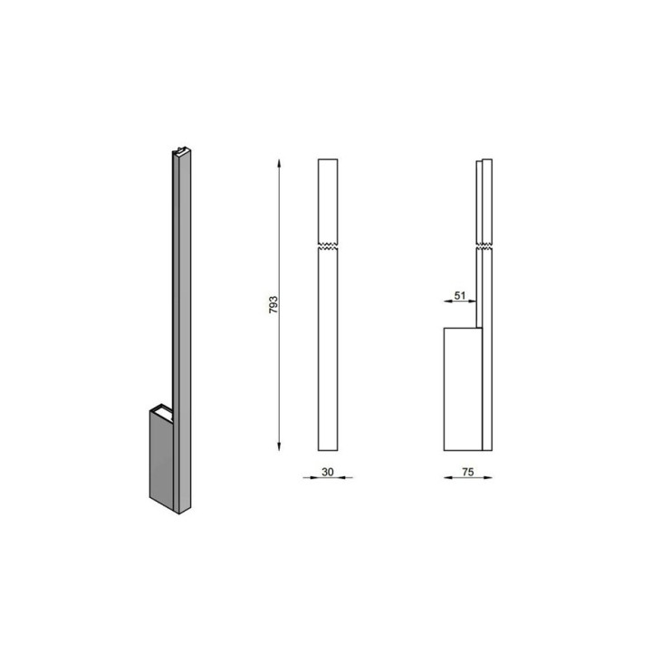 STILNOVO XILEMA 7765, 7766 kinkiet LED biały, aluminium poler 79cm