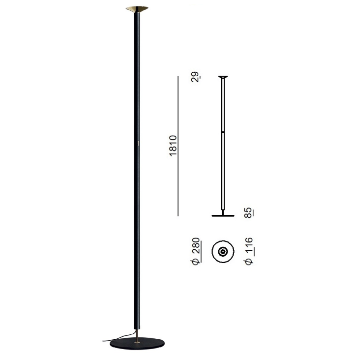 STILNOVO LUNA 9707, 9709 lampa podłogowa LED 2700K/3000K biała, czarna
