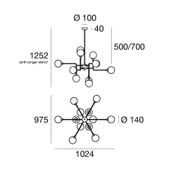 STILNOVO GALASSIA 9555 gold hanging lamp spheres 12xE14 luxury