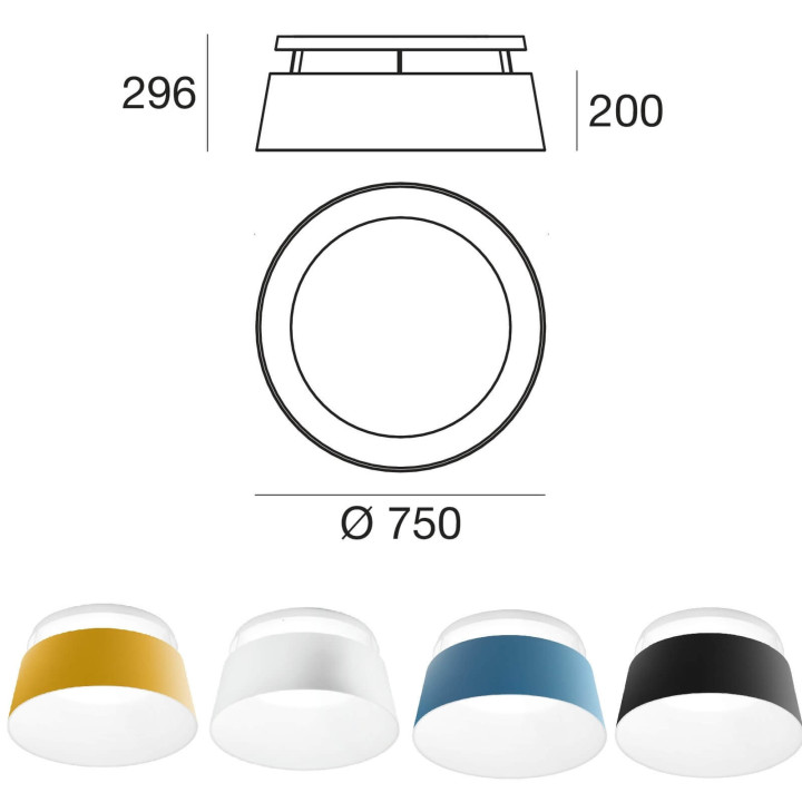 STILNOVO OXYGEN 8085, 8086, 8087, 8088 włoski plafon LED 75cm DALI