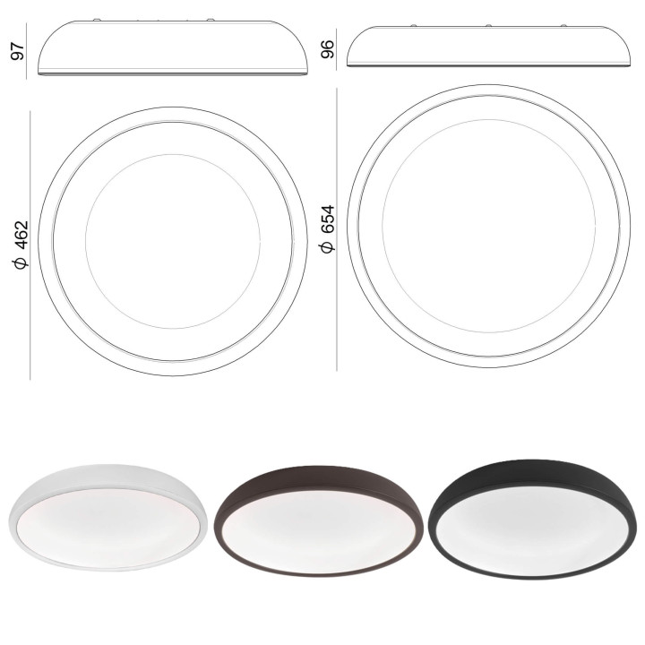 STILNOVO REFLEXIO 8530/1/2/3/4/5 plafon sufitowy LED 46cm, 65cm 3000K