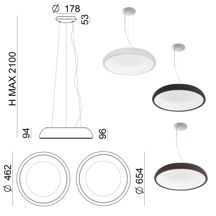 STILNOVO REFLEXIO 8536/7/8/9/40/41 LED pendant light 46cm, 65cm 3000K