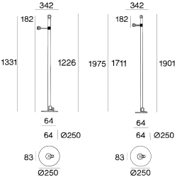 STILNOVO Periscopio floor lamp 131/197cm white, black, red