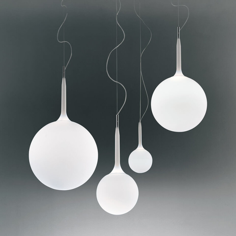 Artemide Castore Sospensione pendant light opal glass Ø14–42cm