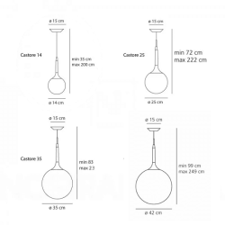 Artemide Castore Sospensione pendant light opal glass Ø14–42cm