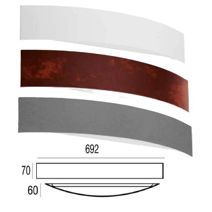 LINEA LIGHT Curve 1143, 1144, 1147 white, rust, concrete wall 69cm