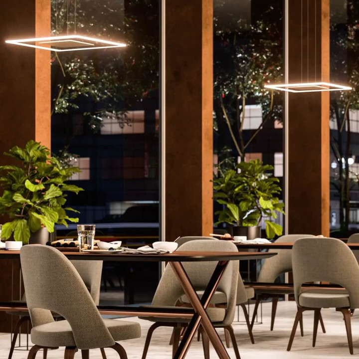 LINEA LIGHT ARUBA square glass pendant lamp LED 35cm, 50cm