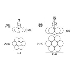 LINEA LIGHT OH! PM 12224, 12225 pendant lamp globe E27 7×28cm or 38cm