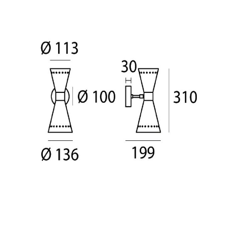 STILNOVO MEGAFONO 9570, 9571 kinkiet 2xE14 g&oacute;ra/d&oacute;ł
