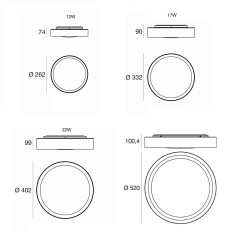 LINEA LIGHT CREW-2 plafon LED 26cm, 33cm, 40cm, 52cm b.ciepła 3000K