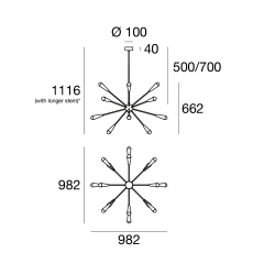 STILNOVO SPUTNIK 9590, 9591, 9592 lampa wisząca 16xE14 3 kolory