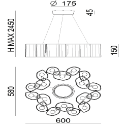 STILNOVO HONEY 8682 LED hanging lamp 2700K 58cm