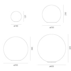 Artemide Dioscuri Tavolo designerska lampa stołowa biała kula 14-42cm