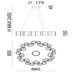 STILNOVO HONEY 8684 lampa wisząca LED 2700K 49W średnica 86cm