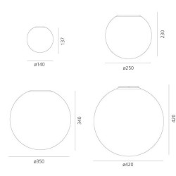 Artemide Dioscuri lampa sufitowa/ścienna szklana kula Ø14–42cm IP44-65
